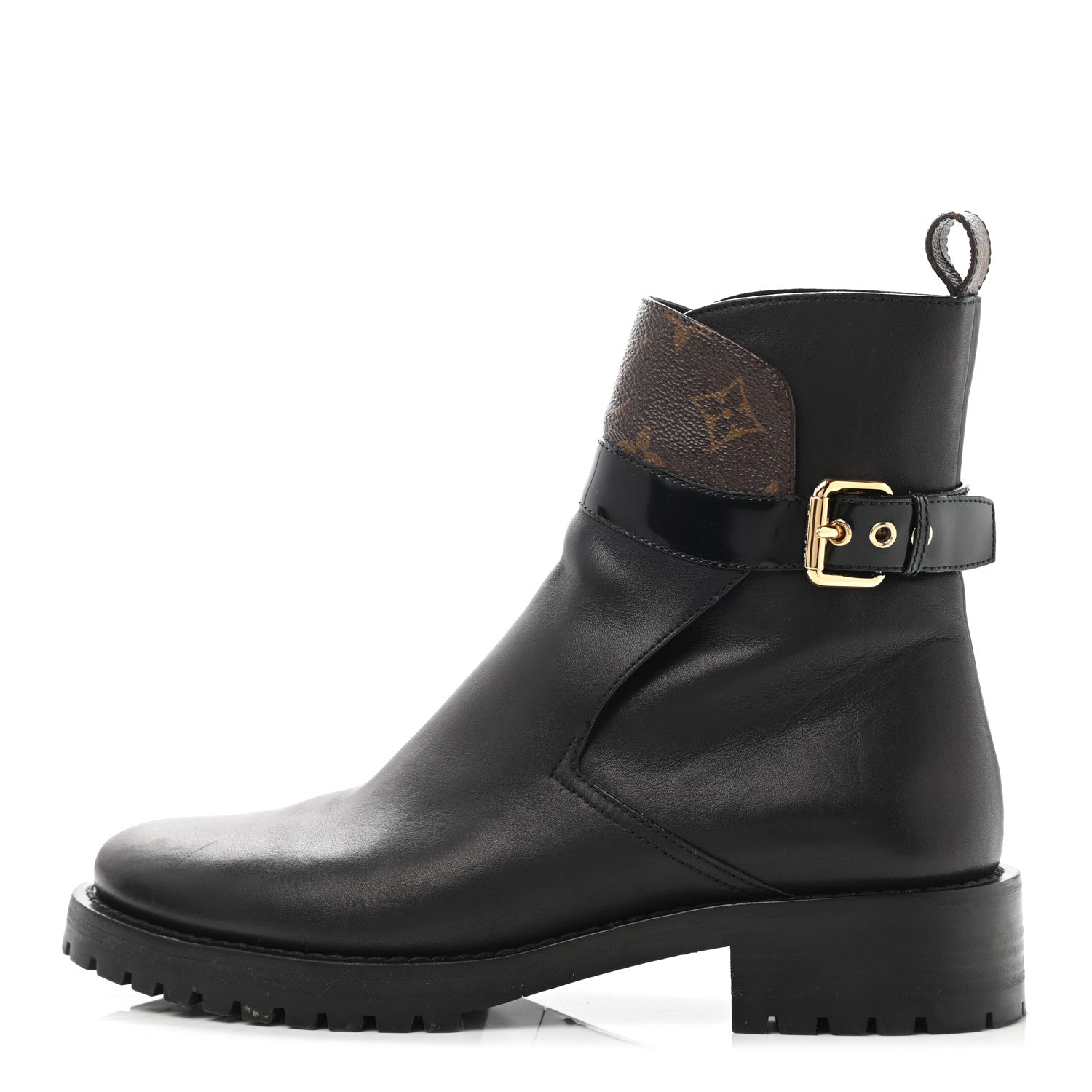 Louis Vuitton Calfskin Monogram Discovery Flat Ankle Boots 38.5 Black 1 of 15