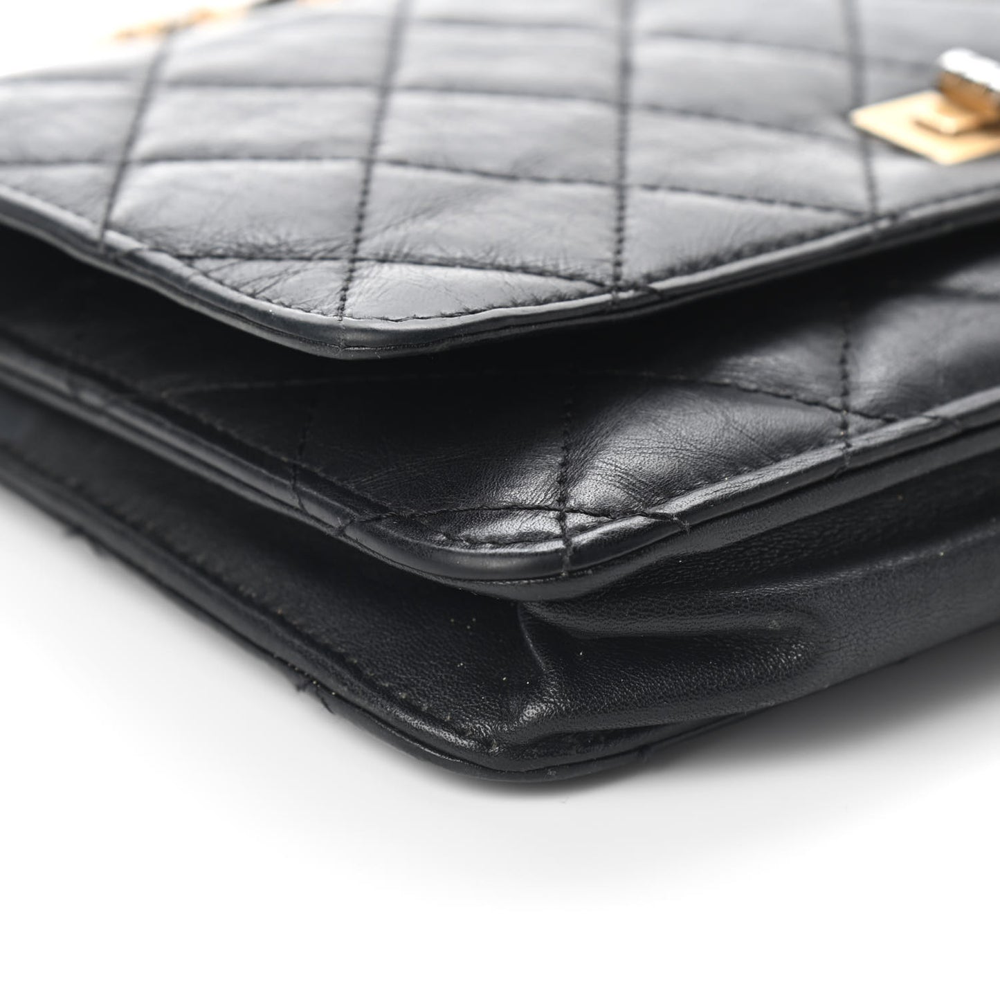 Aged Calfskin Quilted Reissue Wallet On Chain WOC Black