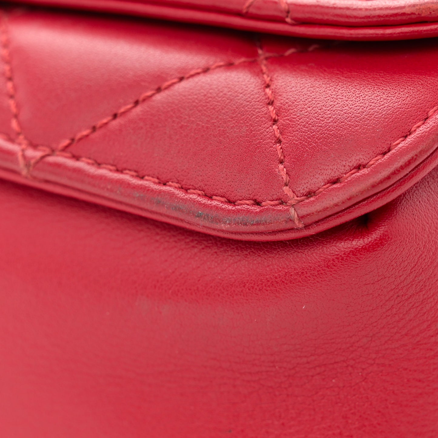 Lambskin Quilted Multiple Chain Flap Red