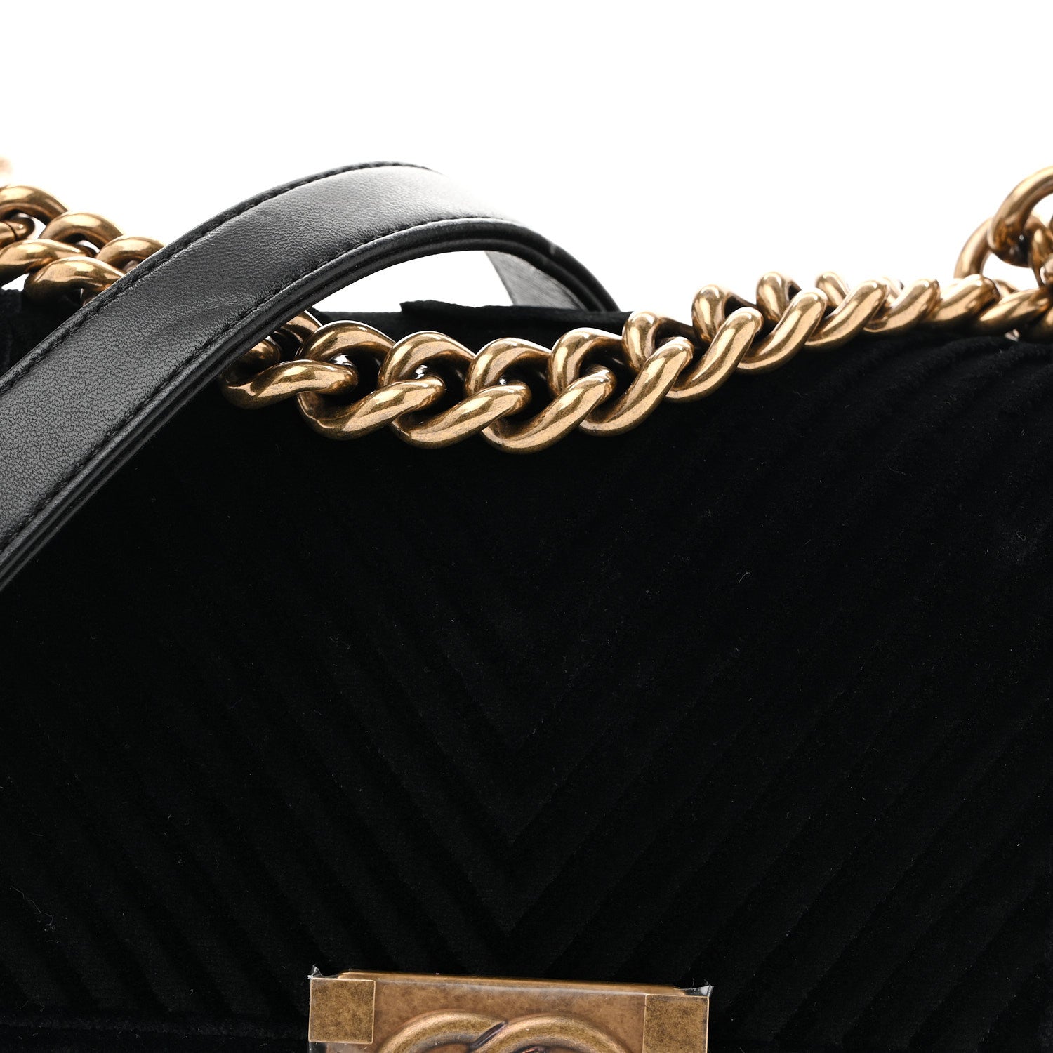 Chanel Velvet Chevron Quilted Small Boy Flap Black 8 of 12