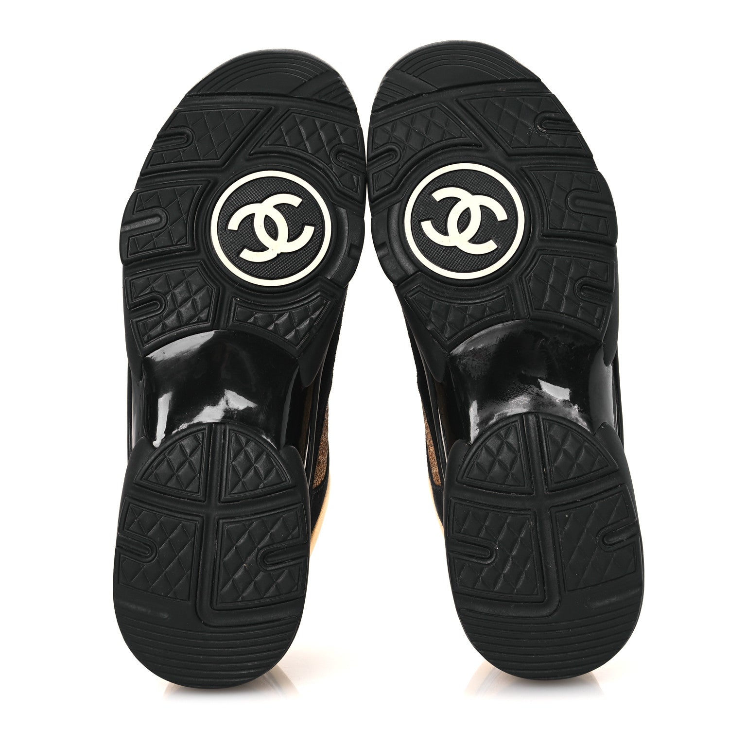 Chanel Metallic Fabric Suede Calfskin Crocodile Embossed Mens CC Sneakers 45 Black Gold 7 of 12