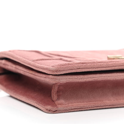 Christian Dior Velvet Diorama Wallet on Chain Pouch Pink 9 of 11
