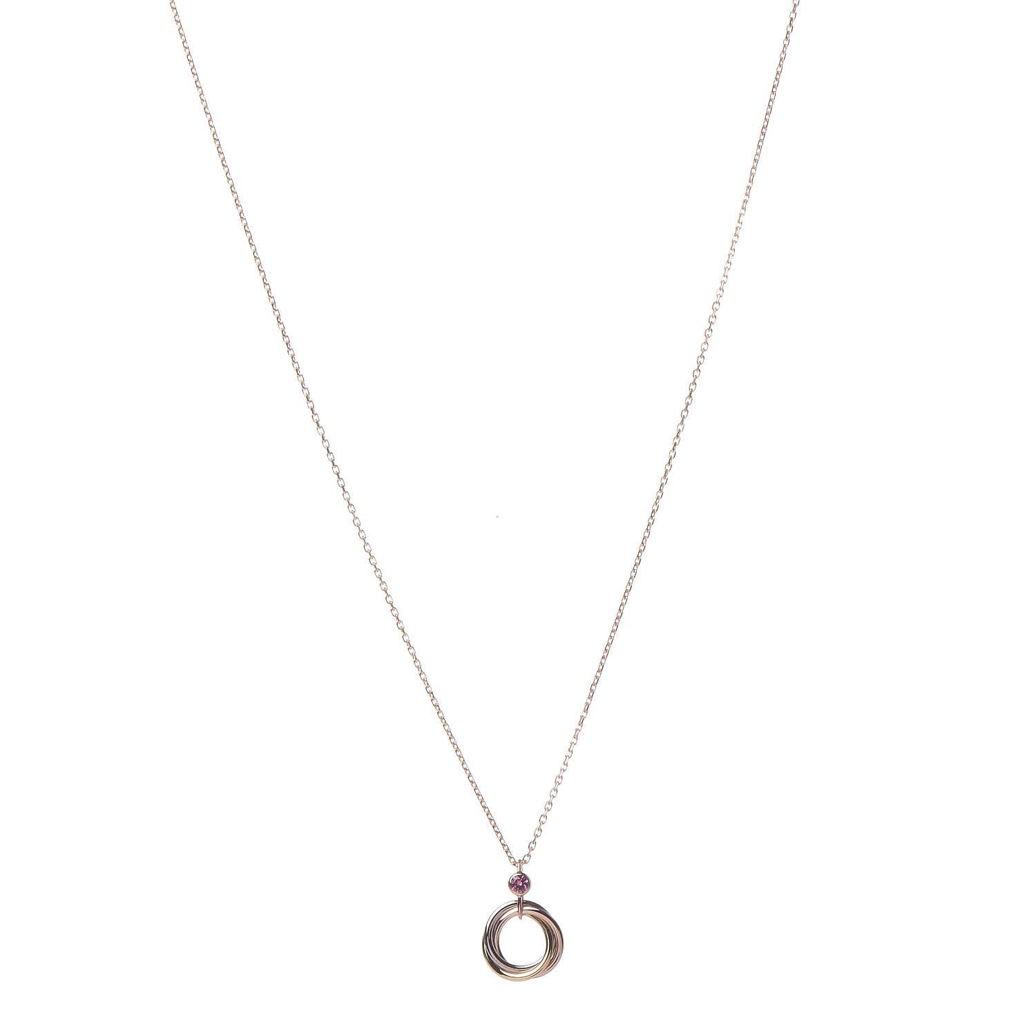 Cartier 18K Pink Yellow White Gold Pink Spinel Trinity Pendant Necklace 1 of 7