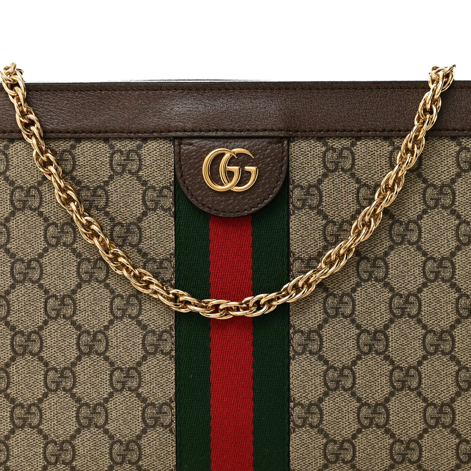 Gucci GG Supreme Monogram Web Medium Ophidia Chain Shoulder Bag Brown 8 of 10