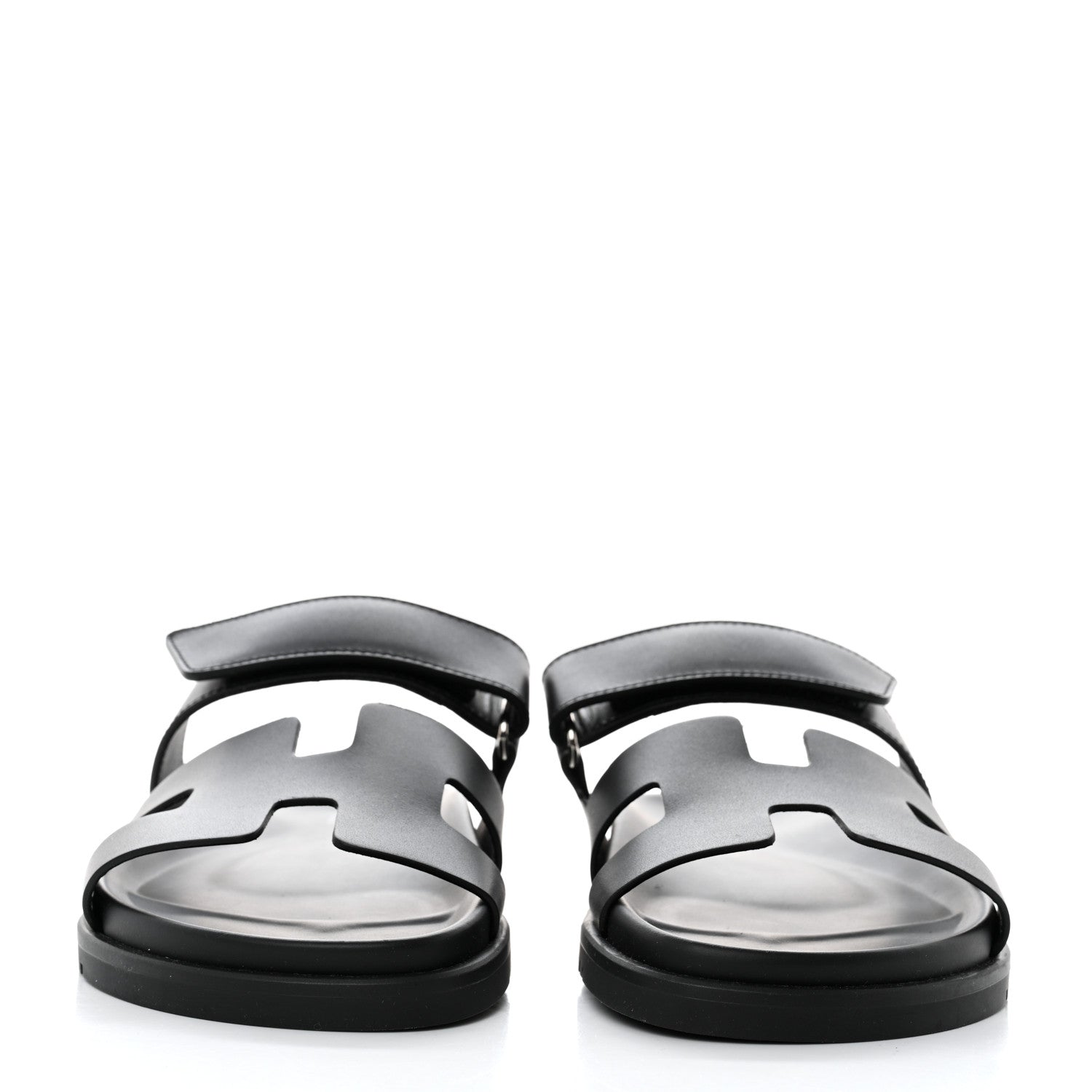 Hermes Calfskin Womens Chypre Sandals 37.5 Black 2 of 9
