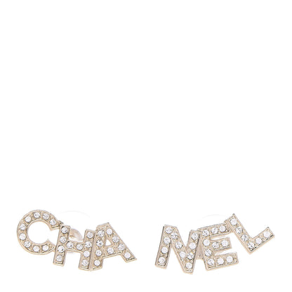 Chanel Crystal Pearl Signature Stud Earrings Gold 1 of 4