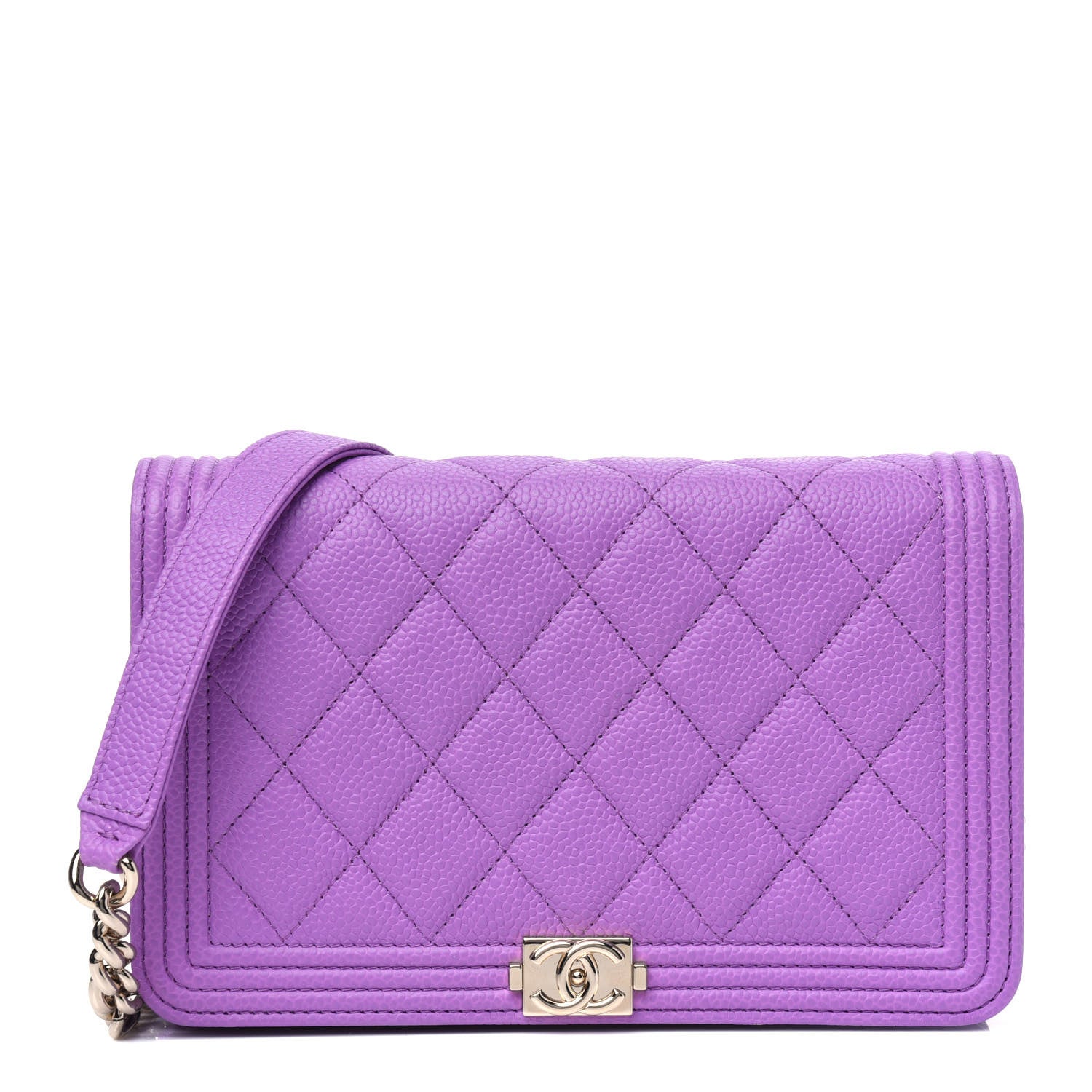 Chanel Caviar Quilted Boy Wallet On Chain WOC Purple 1 of 5