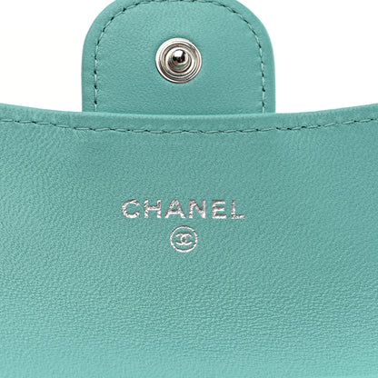 Chanel Lambskin Quilted Flap Card Holder Wallet Turquoise 6 of 8