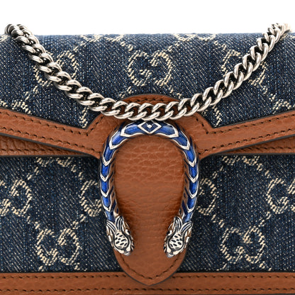Gucci New Denim GG Monogram Dollar Calfskin Enamel Super Mini Dionysus Shoulder Bag Blue Tea Cuir Epilog Electric Blue 7 of 10