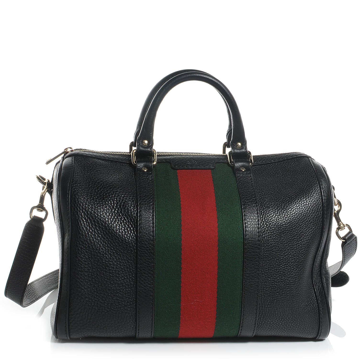 Gucci Leather Vintage Web Medium Boston Black 1 of 8