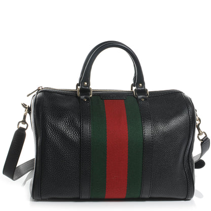 Gucci Leather Vintage Web Medium Boston Black 1 of 8