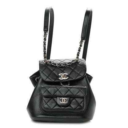 Chanel Glazed Aged Calfskin Quilted Small Duma Drawstring Backpack Black 1 of 11