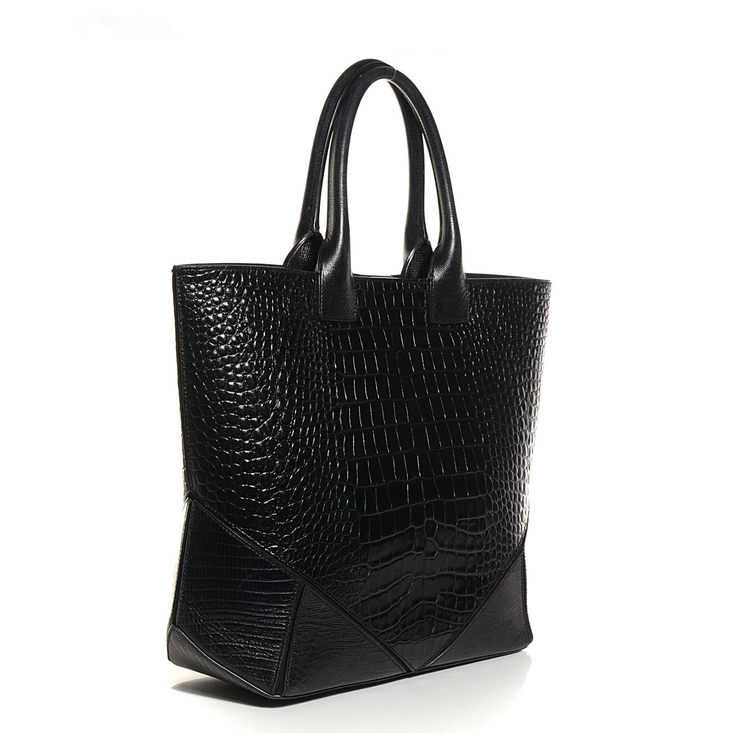Givenchy Calfskin Crocodile Embossed Easy Tote Black 3 of 9