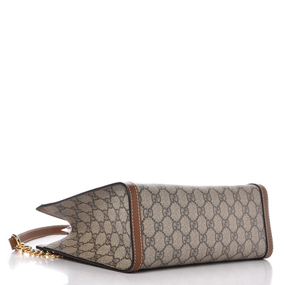 Gucci GG Supreme Monogram Calfskin Small Padlock Tote Beige Ebony Tuscany 5 of 9