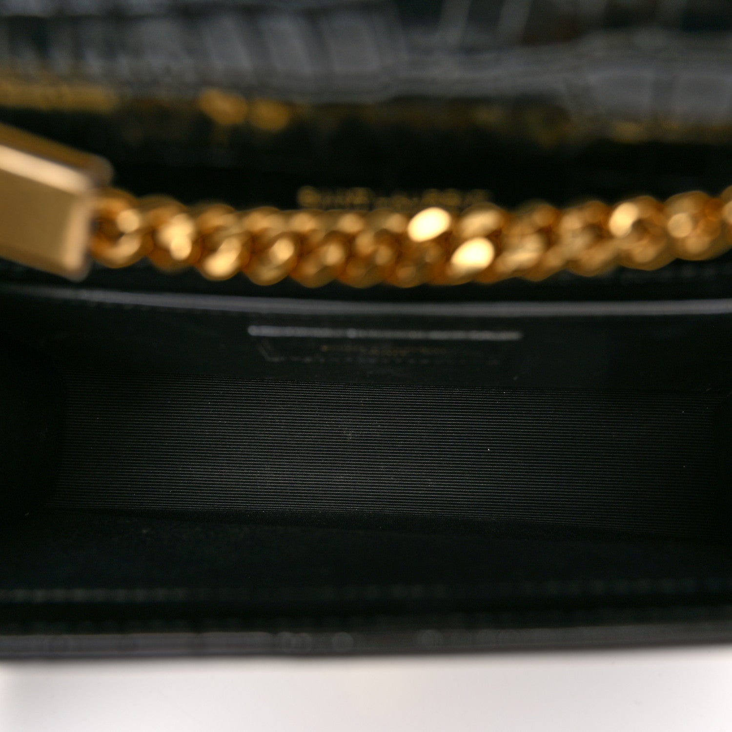 Saint Laurent Calfskin Crocodile Embossed Small Classic Monogram Kate Tassel Satchel Black 5 of 10