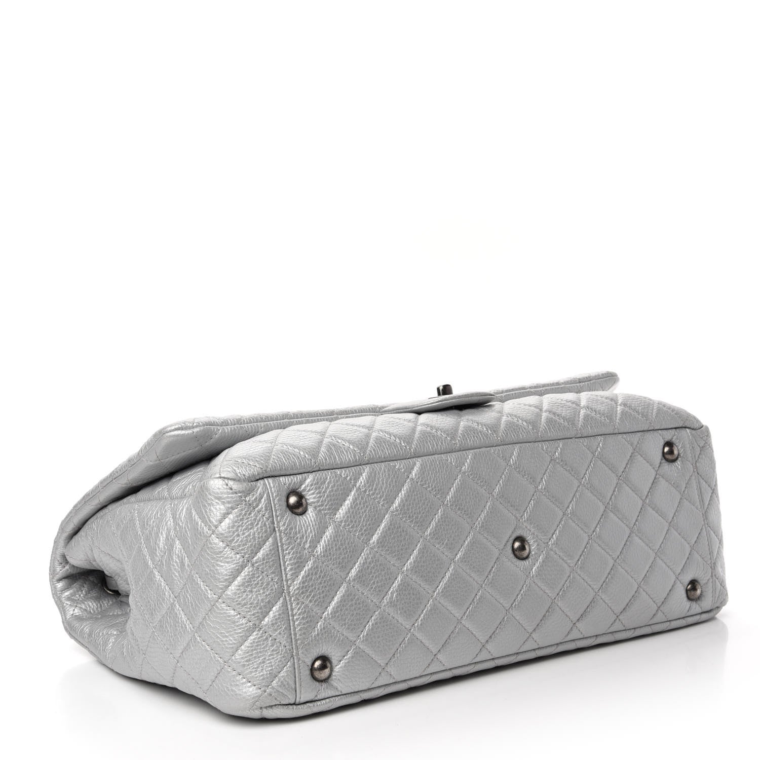 Chanel Metallic Calfskin Quilted XXL Travel Flap Bag Silver 5 of 15