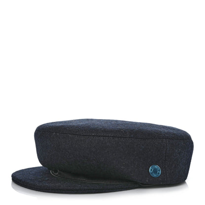 Hermes Broadcloth Newton Calfskin Dani Cap 56 Marine Black 1 of 4