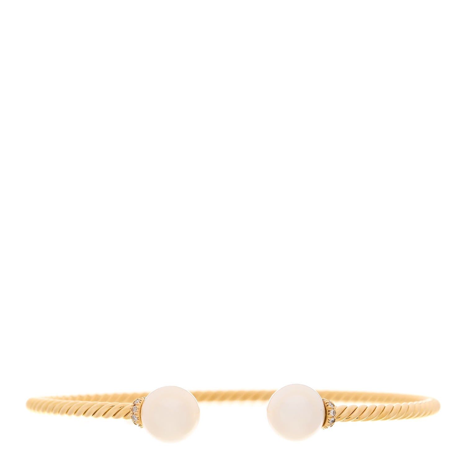 David Yurman 18K Yellow Gold Diamond Pearl 8.5mm Solari Bracelet 1 of 4