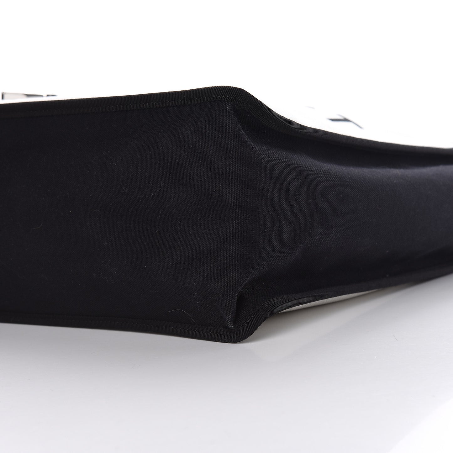 Canvas Calfskin Large Let's Demonstrate Tote White Black