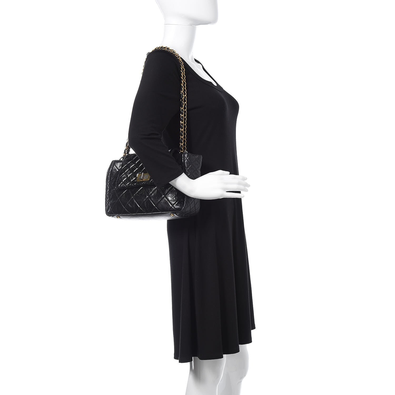 Chanel Glazed Crinkled Calfskin Medium East West Flap Black 2 of 15