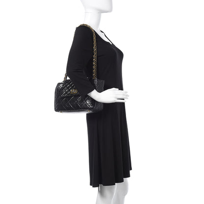 Chanel Glazed Crinkled Calfskin Medium East West Flap Black 2 of 15