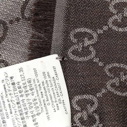 Gucci Wool Silk Monogram GGWeb Fringe Shawl Brown Beige 4 of 5