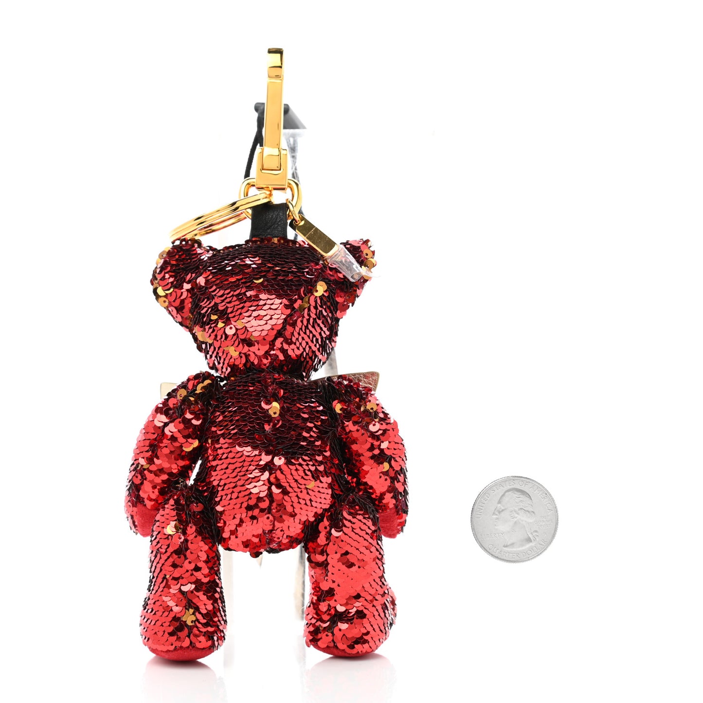 Sequin Thomas Teddy Bear Keychain Charm Red