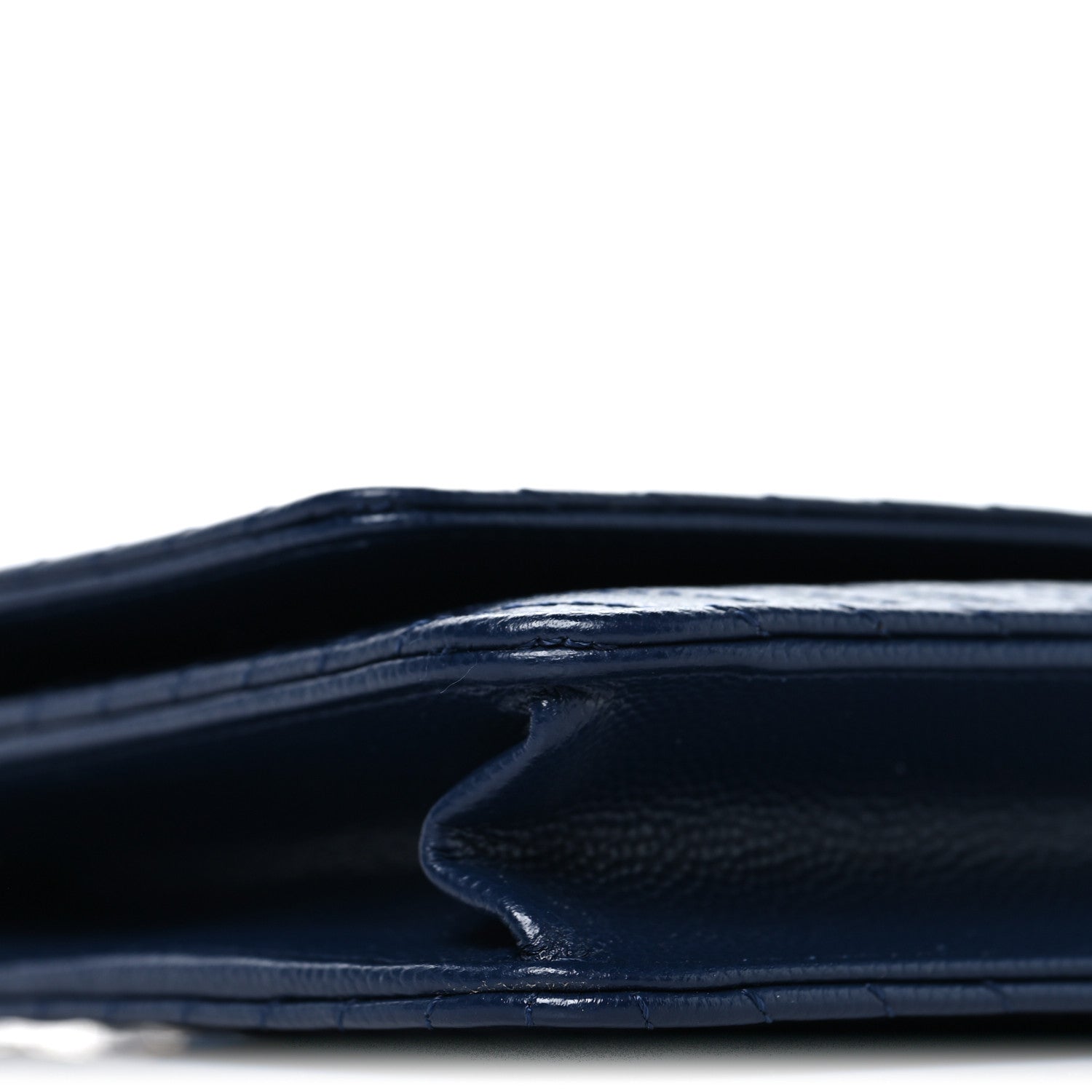 Chanel Caviar Chevron Quilted Wallet On Chain WOC Navy 10 of 12