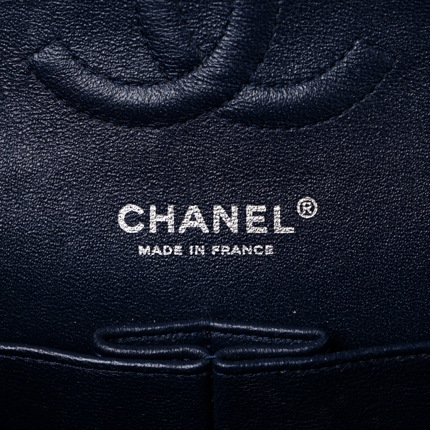 Lambskin Quilted Medium Double Flap Navy