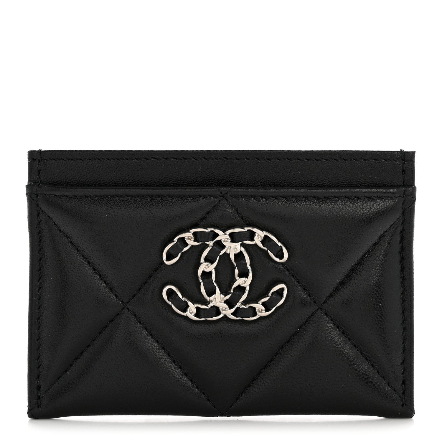 Chanel Lambskin Quilted Chanel 19 Card Holder Black 1 of 10