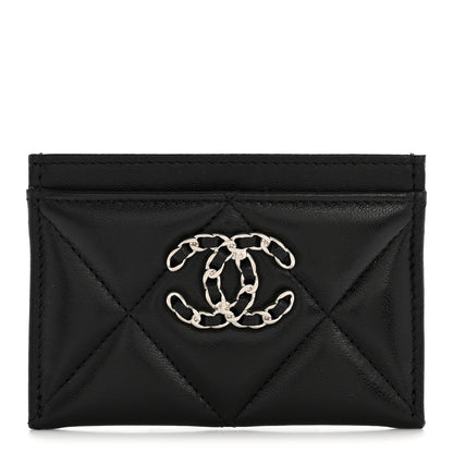 Chanel Lambskin Quilted Chanel 19 Card Holder Black 1 of 10