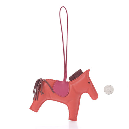 Hermes Milo Lambskin Grigri Rodeo Horse Bag Charm GM Rose Jaipur Shocking Rouge H 2 of 4