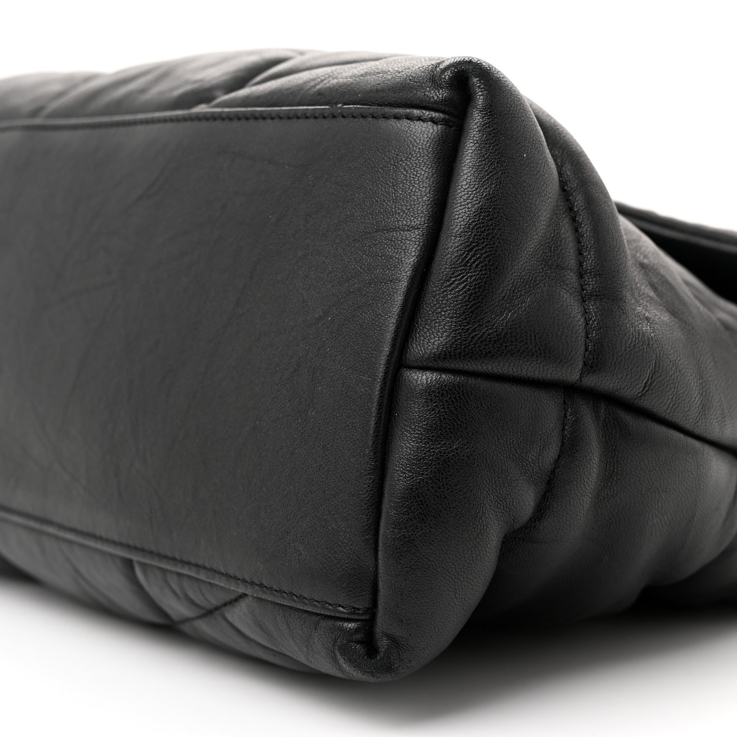 Lambskin Quilted Monogram Monochrome Medium Loulou Puffer Chain Satchel Black