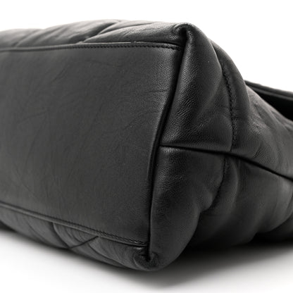 Saint Laurent Lambskin Quilted Monogram Monochrome Medium Loulou Puffer Chain Satchel Black 10 of 12