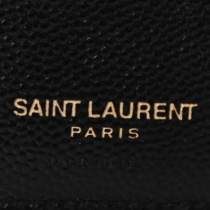 Saint Laurent Grain De Poudre Matelasse Chevron Monogram Zipped Card Case Black 6 of 12