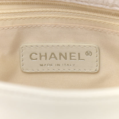 Chanel Tweed Faux Fur Patchwork Medium Single Flap White 6 of 14
