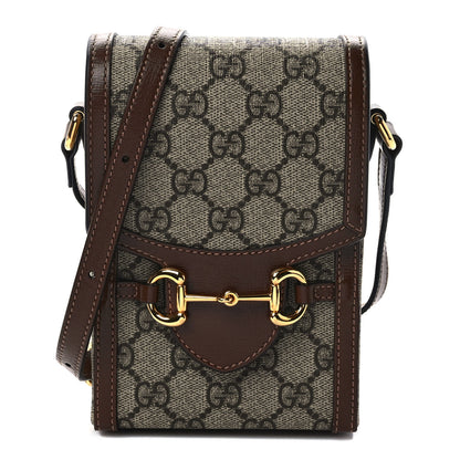 Gucci GG Supreme Monogram Mini Horsebit 1955 Crossbody Bag Beige Brown Sugar 1 of 9