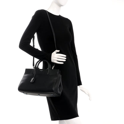 Saint Laurent Grained Calfskin Small Cabas Rive Gauche Black 2 of 9