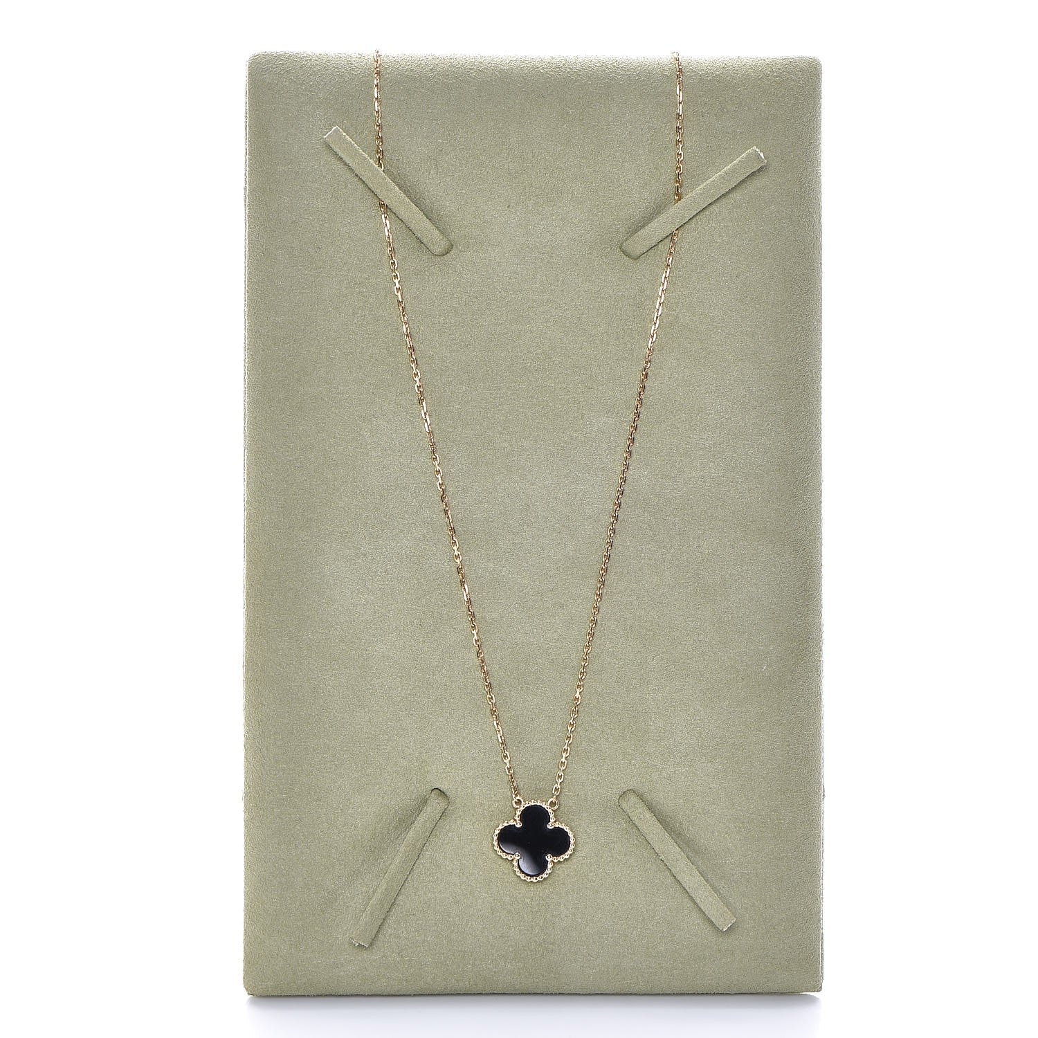 Van Cleef & Arpels 18K Yellow Gold Black Onyx Vintage Alhambra Pendant Necklace 6 of 6