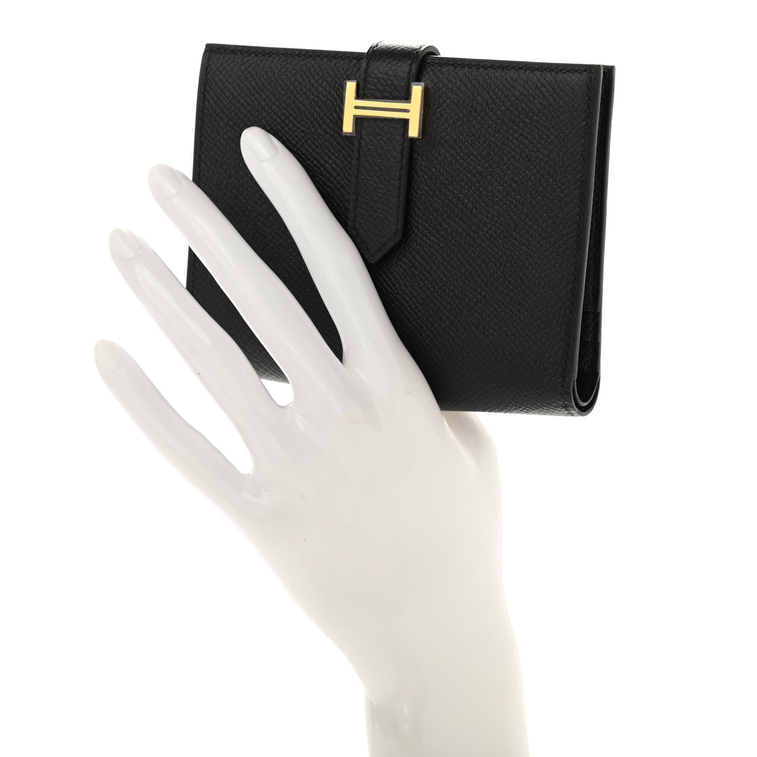 Hermes Epsom Bearn Compact Wallet Black 2 of 7