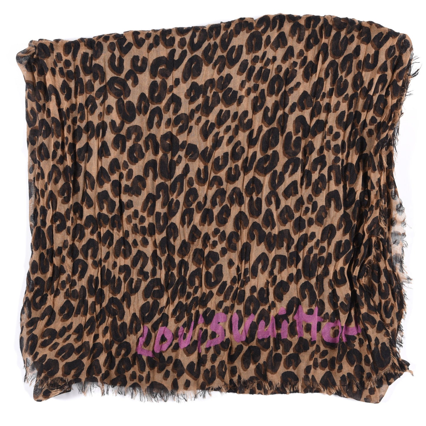Cashmere Silk Leopard Etole Stole Marron