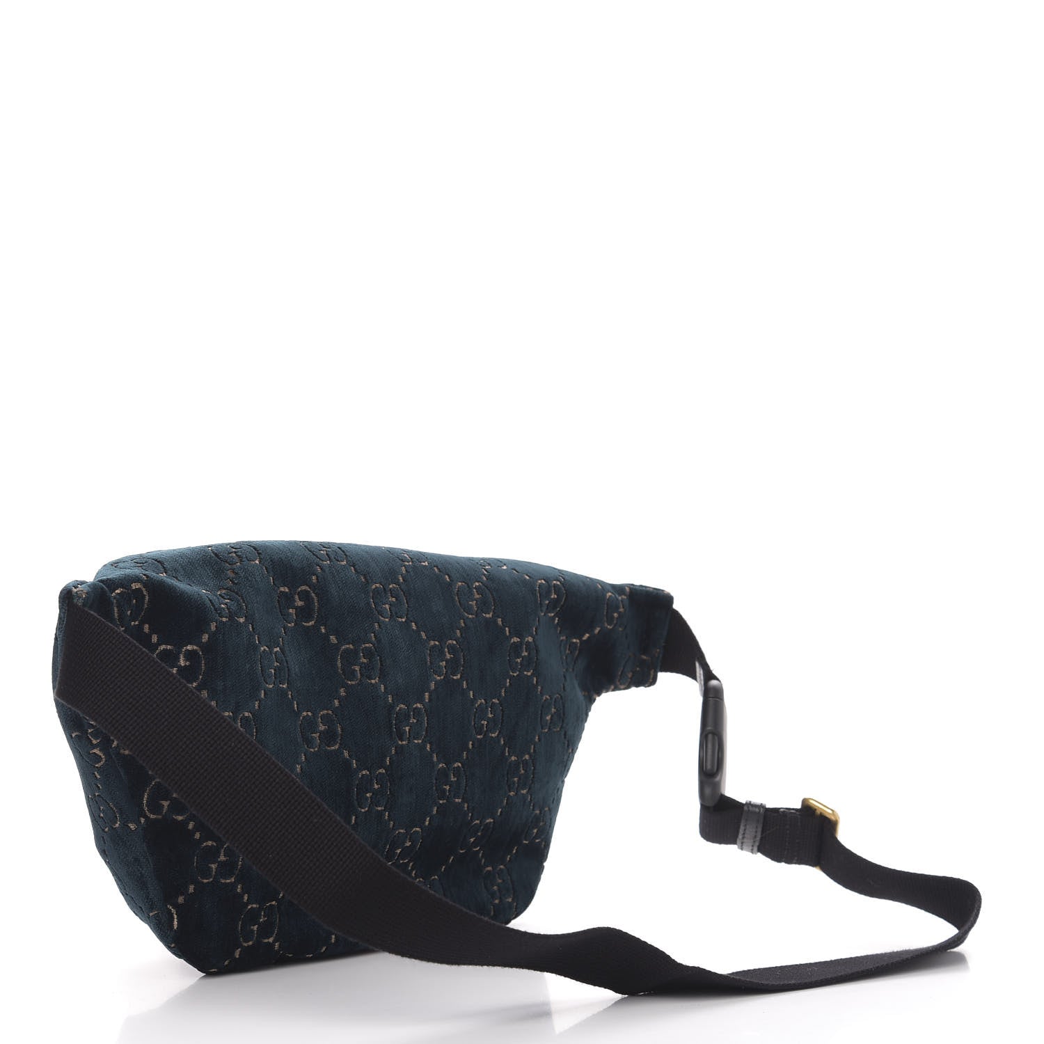 Gucci Velvet GG Monogram Web Belt Bag Blue Beige 3 of 10