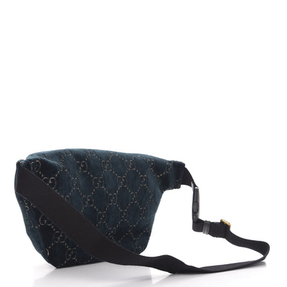 Gucci Velvet GG Monogram Web Belt Bag Blue Beige 3 of 10