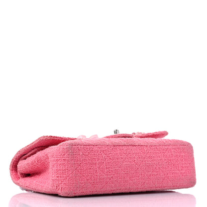 Chanel Tweed Crystal Bead Flower Embellished Quilted Medium Double Flap Pink 4 of 12