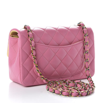 Chanel Lambskin Quilted Mini Rectangular Flap Pink Yellow 3 of 10