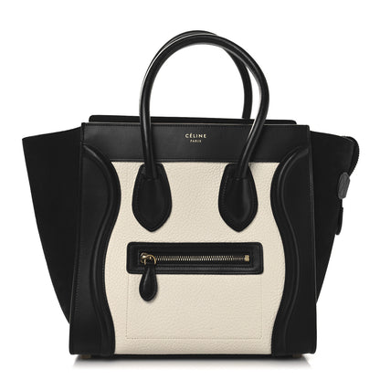 Celine Bullhide Calfskin Micro Bi-Color Luggage Black White 1 of 9
