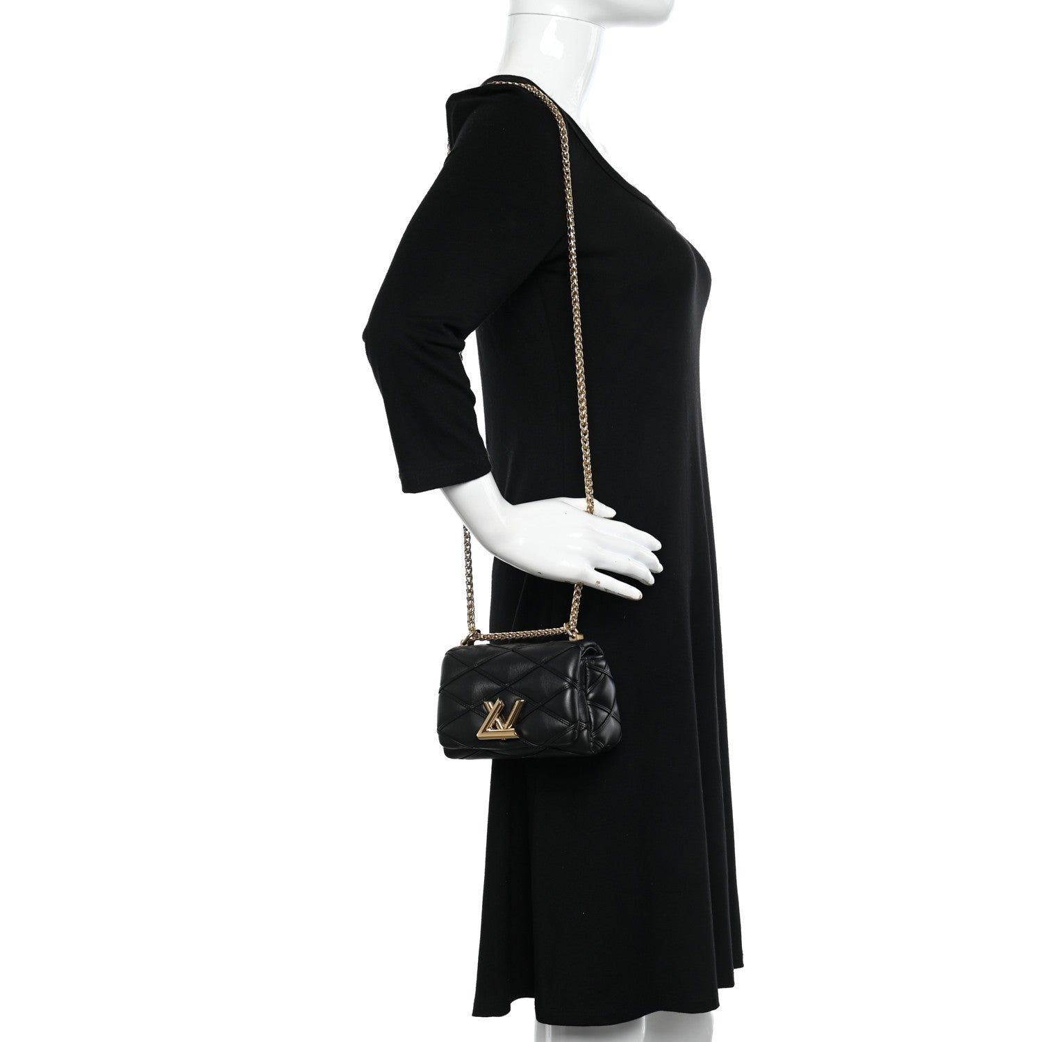 Louis Vuitton Lambskin Malletage Pico GO-14 Black 3 of 12