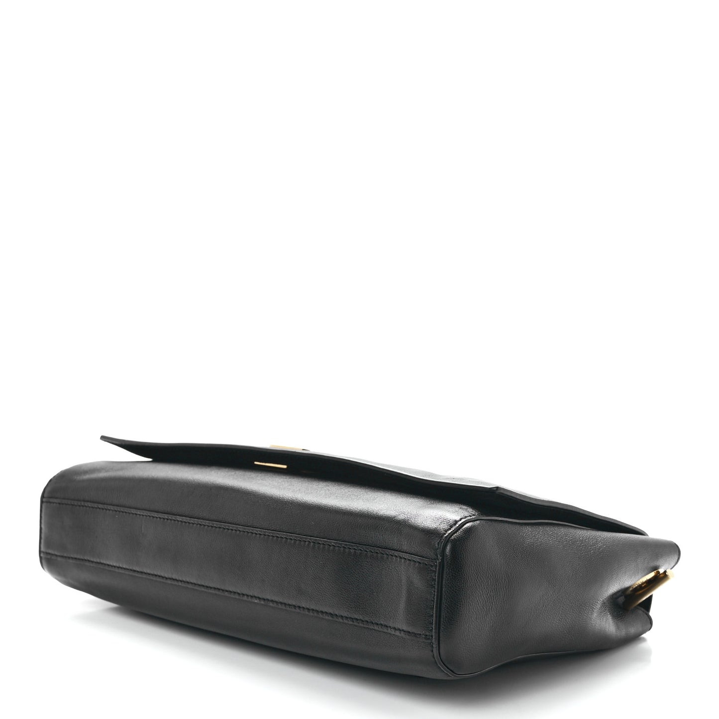 Smooth Calfskin Suede Medium Reversible Monogram Kate Satchel Black
