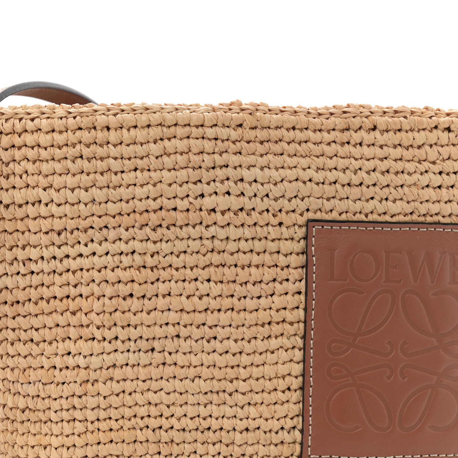 Loewe Calfskin Raffia Anagram Paulas Ibiza Pochette Bag Natural Tan 8 of 10