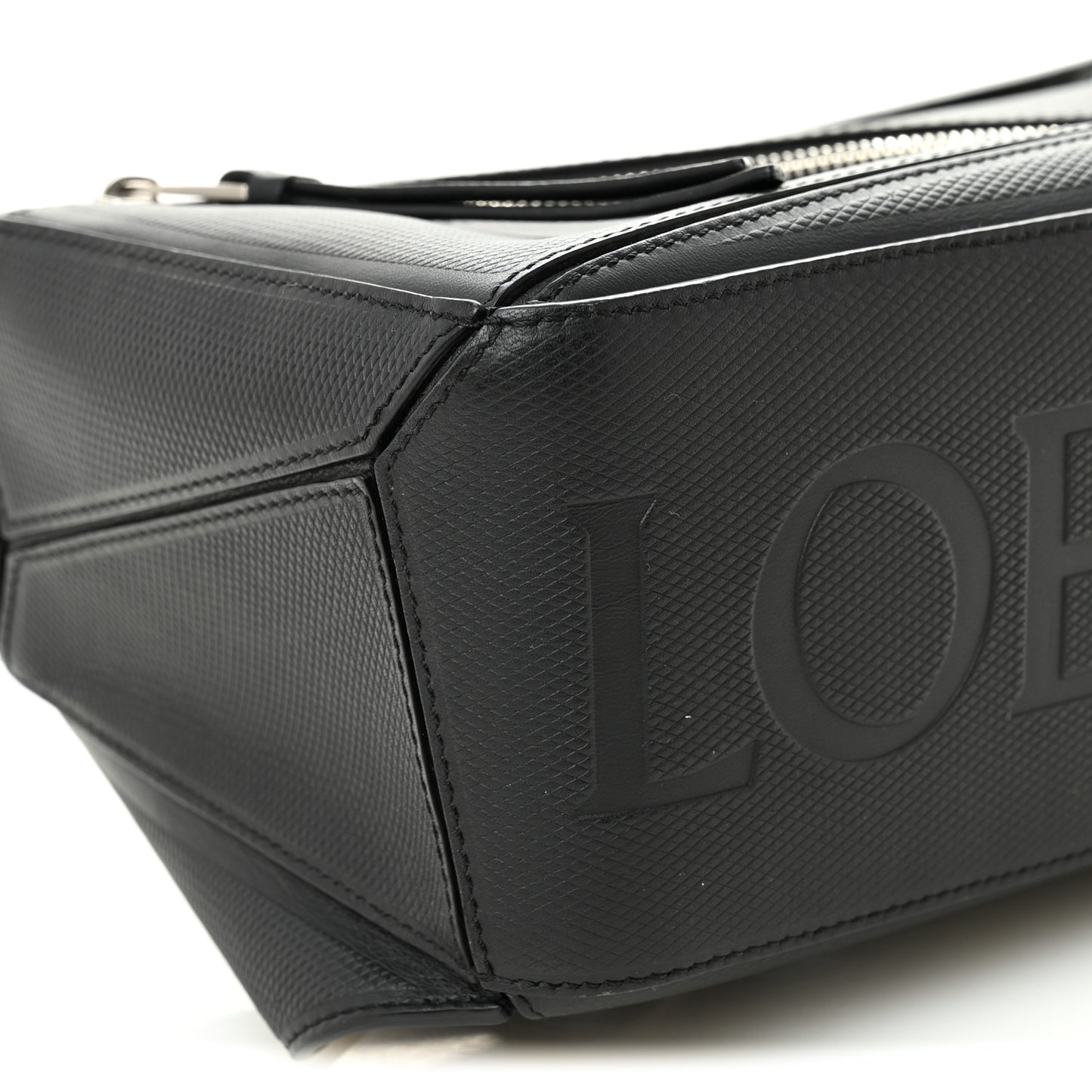 Diamond Embossed Calfskin Small Puzzle Bumbag Black